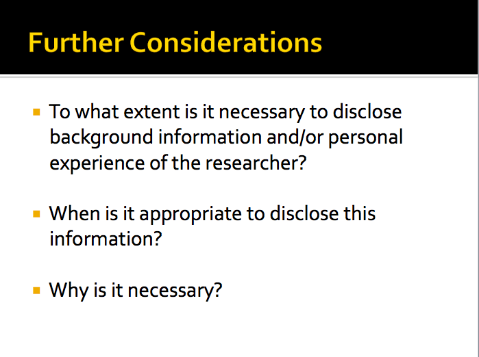 Further considerations