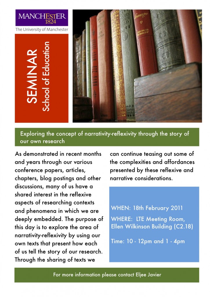 Reflexivity and Narrative Seminar poster Reflexivity and Narrative Seminar poster