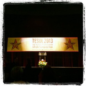 The stage in the arena of the Dallas Convention Centre for #TESOL13